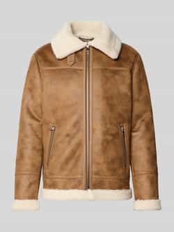 MCNEAL Regular fit jack met kraag van imitatiebont in leerlook