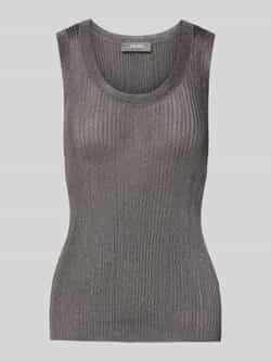 MOS MOSH Geribbelde Gebreide Tanktop Asfalt Gray Dames