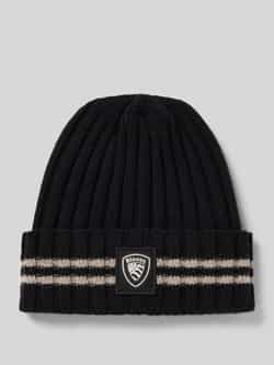 Blauer Usa Gebreide muts met labeldetail model 'SENTRY'