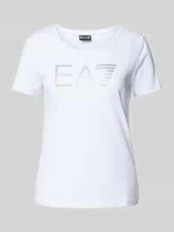 EA7 Emporio Armani T-shirt met label met strass-steentjes