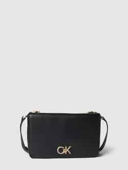 Calvin Klein Zwarte Polyester Schoudertas met Meerdere Compartimenten Black Dames