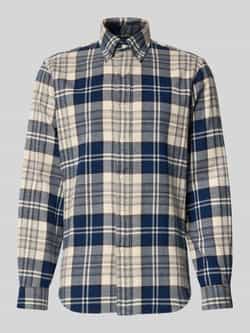 Ralph Lauren Flanellen Shirt Ruiten Offwhite Marineblauw Multicolor Heren