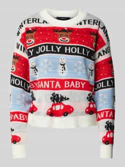 Vero Moda Comfort fit gebreide pullover met all-over kerstmotief model 'HOLLY'