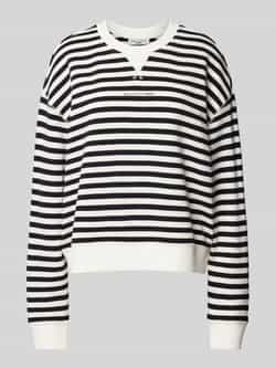Marc O'Polo Relaxed gestreepte sweatshirt Black Dames
