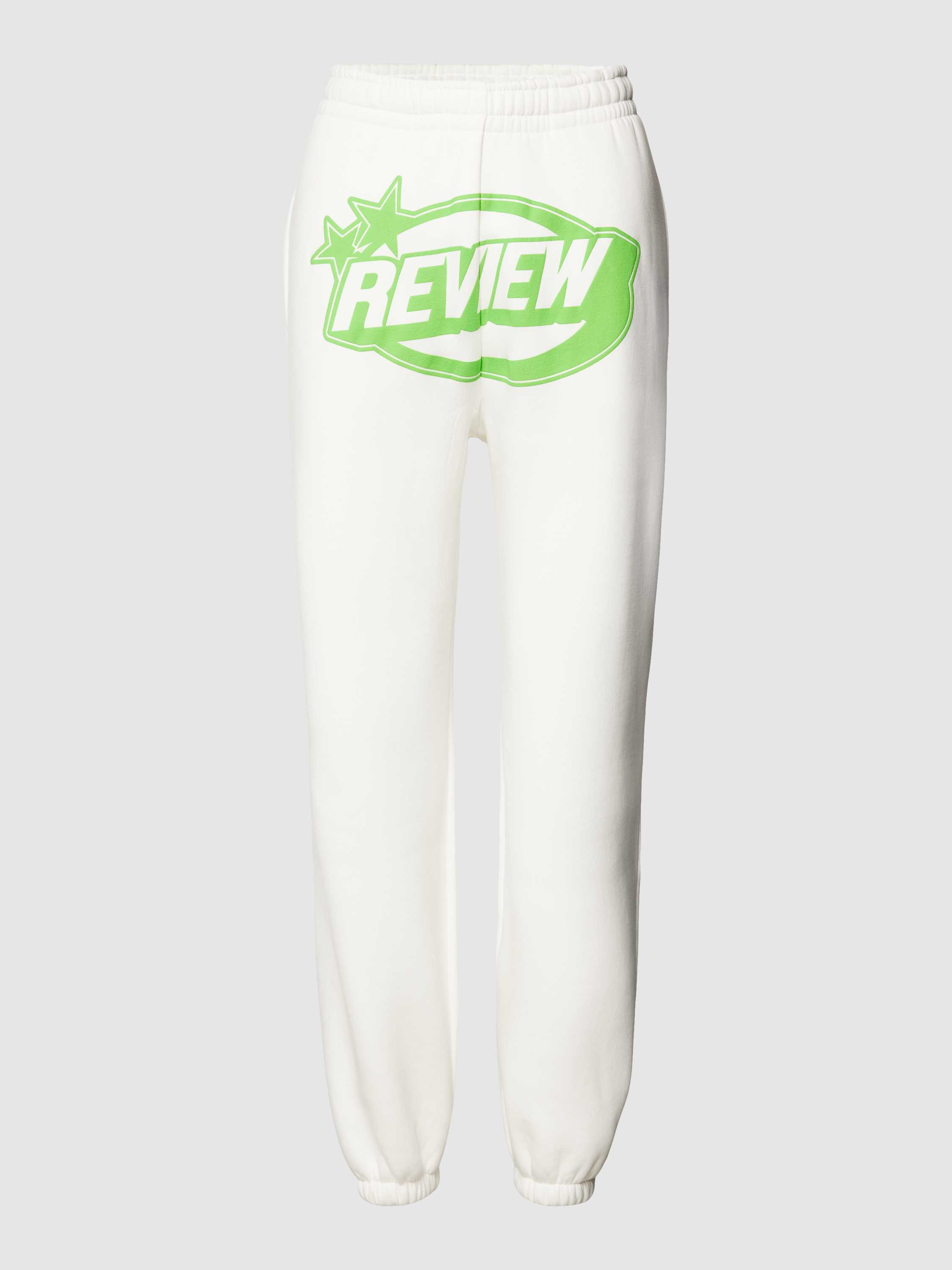 Review Sweatpants met gewatteerde logoprint