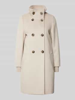 s.Oliver BLACK LABEL Regular fit lange wollen jas met geribde opstaande kraag