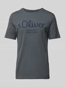 S.Oliver regular fit T-shirt met printopdruk donkergrijs