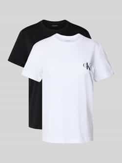 Calvin Klein Jeans T-shirt met labelprint in een set van 2 stuks