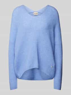 MOS MOSH Zachte V-Hals Gebreide Trui Hydrangea Blue Dames