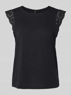 Vero Moda Regular fit T-shirt met broderie anglaise model 'EMIlY'