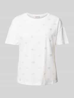 Liu Jo White T-shirt met geribde ronde hals