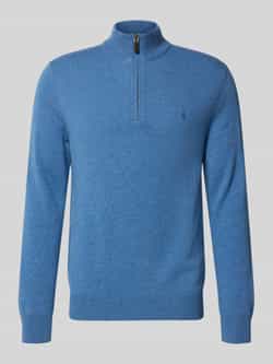 Polo Ralph Lauren Gebreide pullover van wol met opstaande kraag en ritssluiting