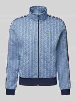 Lacoste Monogram Rits Sweater Blauw Jacquard Blue Heren