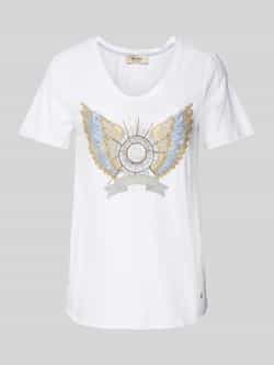 MOS MOSH Deco Tee Top met kralenmotief White Dames