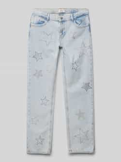 Only Straight fit jeans van zuiver katoen met strass-steentjes model 'CARLY DAD'