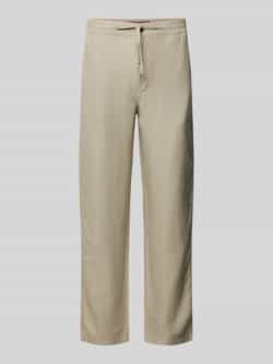 Superdry Straight leg linnen broek met tunnelkoord model 'Merchant'