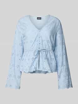 Pieces Regular fit blouse met lange mouwen en broderie anglaise model 'ARMORINE'