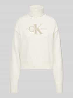 Calvin Klein Jeans Witte Sweater met Chenille Logo Applicatie White Dames