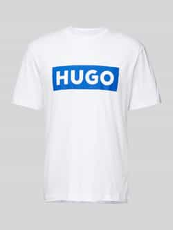 Hugo Blue T-shirt met labelprint model 'Nico'