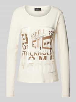 Monari Shirt met lange mouwen en geribde ronde hals