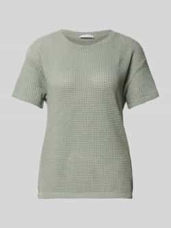 Opus T-shirt met geribde ronde hals model 'Gizapi'