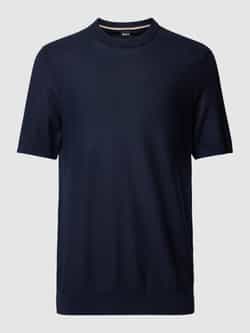 Hugo Boss Ademende Katoenmix Gebreide Trui Blue Heren