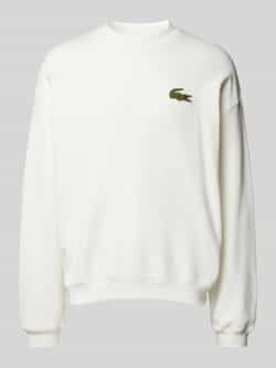 Lacoste Witte Oversized Krokodil Badge Sweatshirt White Heren