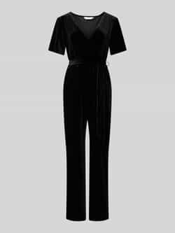 Apricot Jumpsuit in glanzende look met strikceintuur