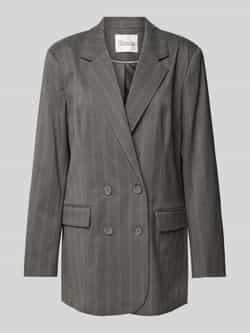 My Essential Wardrobe Grijze Blazer Jas met Witte Streep Gray Dames
