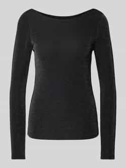 Kaffe Zilveren Glitter Gebreide Top met Diepe Ruguitsnijding Gray Dames