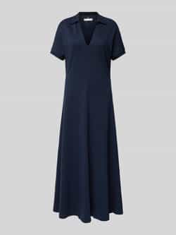 Tommy Hilfiger Polojurk LYOCELL OPEN-NK MIDI DRESS in midi-lengte met aangehechte mouwen