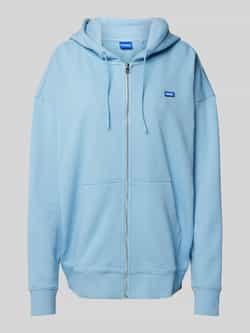 Hugo Blue Sweatjack met labelbadge model 'Doa'