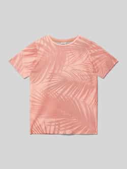 S.Oliver T-shirt met bladprint rood Jongens Polyester Ronde hals Blad 146 152