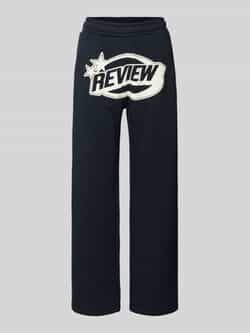 Review Straight leg sweatpants met logo en elastische band