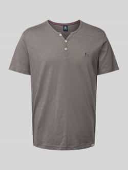 Lerros Henleyshirt serafino-shirt in effen structuurstof