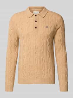 Gant Slim fit shirt met lange mouwen van zuivere wol model 'Cable'