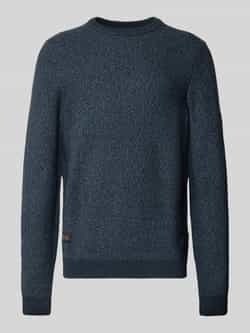 Camel active Gebreide pullover met ronde hals en labeldetails