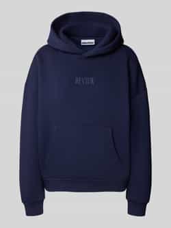 Review Hoodie met labelstitching en kangoeroezak