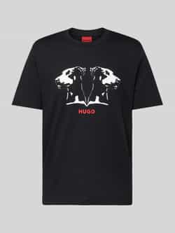 HUGO T-shirt met motief- en labelprint model 'Dobero'