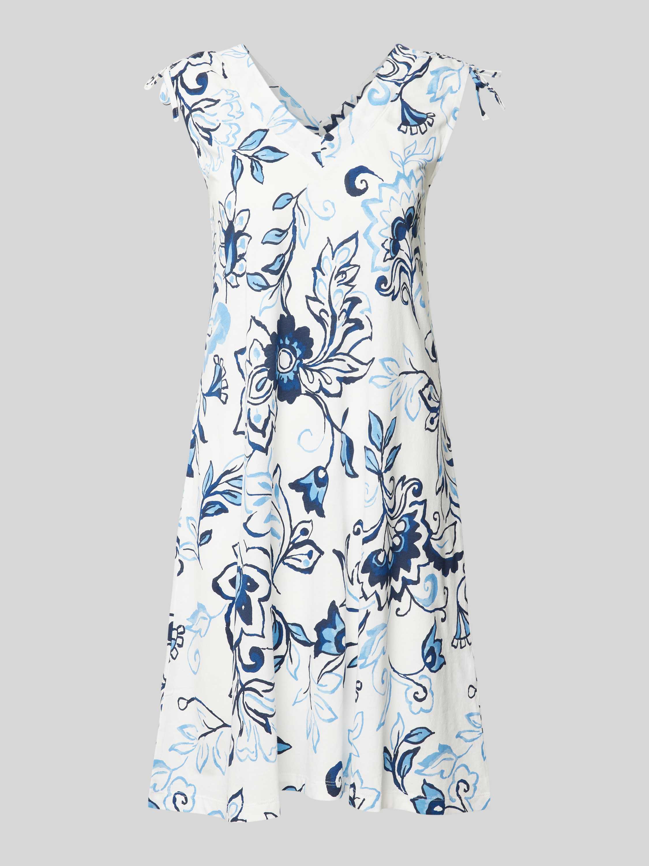 S.Oliver A-lijn jurk met all over print ecru blauw