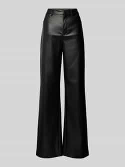 Noisy May Yolanda PU HW Wijde Broek: Zwart | Freewear Zwart Black Dames