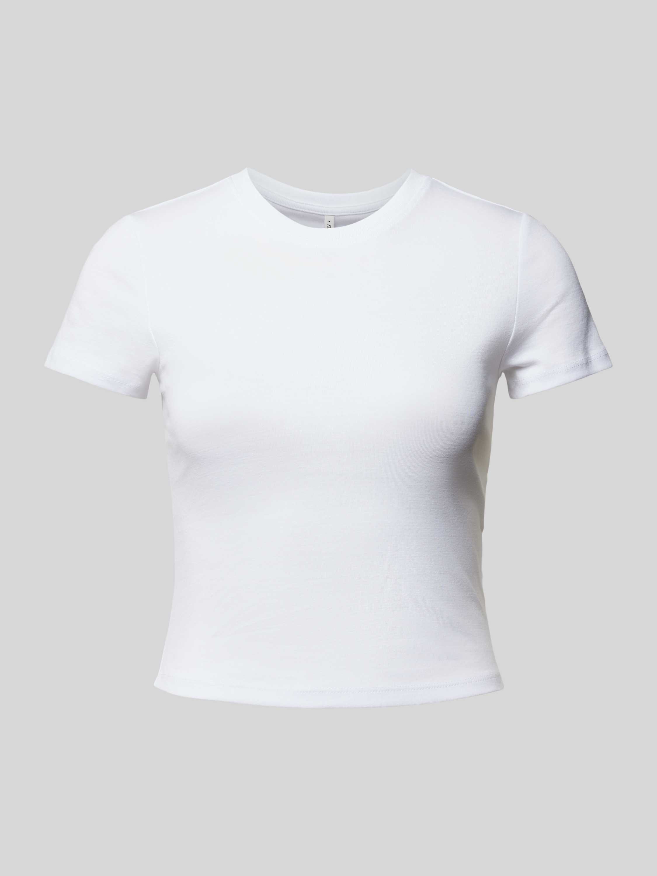Only T-shirt met geribde ronde hals model 'ELINA'