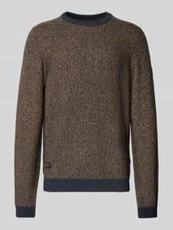 Camel active Gebreide pullover met ronde hals en labeldetails