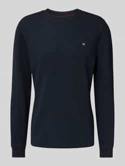 Christian Berg Men Shirt met lange mouwen structuurmotief en ronde hals