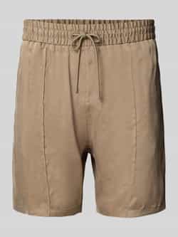 HUGO Korte regular fit broek met vaste persplooien model 'Ravis'