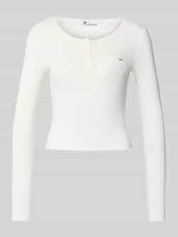 Tommy Jeans Slim fit henley shirt met ribstructuur