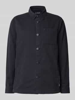 Barbour Klassiek Navy Gewassen Katoen Overshirt Black Heren