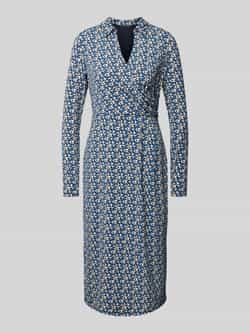 Comma Wikkelstijl Midi Jurk Blue Dames