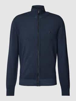 Hugo Boss Donkerblauwe Merinowollen Vest met Opstaande Kraag Blue Heren