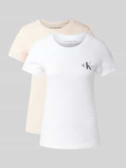 Calvin Klein Jeans T-shirt met labelprint in een set van 2 stuks